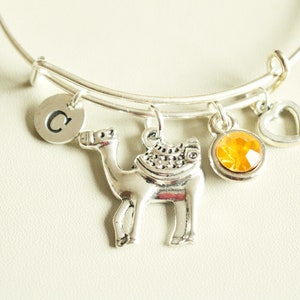 Camel Gift, Camel Gift for her, Camel Bracelet, Personalized Camel, Bracelet for Women, Bracelet Initial, Camel Bangle, Monogram Bracelet