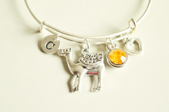 Camel Gift, Camel Gift for her, Camel Bracelet, Personalized Camel, Bracelet for Women, Bracelet Initial, Camel Bangle, Monogram Bracelet