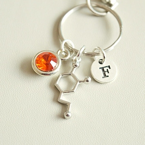 Dopamine Keyring, Dopamine Keychain, Dopamine Gifts, Chemistry Keyring, Scientist Keyring, Chemistry Keychain, Serotonin, Molecule, Science