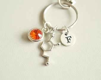 Dopamine Keyring, Dopamine Keychain, Dopamine Gifts, Chemistry Keyring, Scientist Keyring, Chemistry Keychain, Serotonin, Molecule, Science