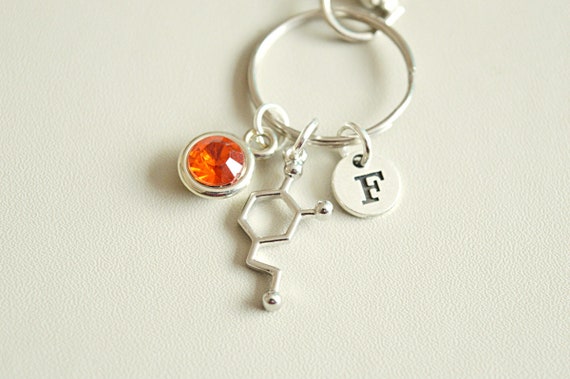 Dopamine Keyring, Dopamine Keychain, Dopamine Gifts, Chemistry Keyring, Scientist Keyring, Chemistry Keychain, Serotonin, Molecule, Science