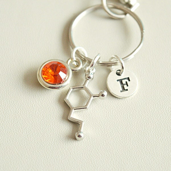 Dopamine Keyring, Dopamine Keychain, Dopamine Gifts, Chemistry Keyring, Scientist Keyring, Chemistry Keychain, Serotonin, Molecule, Science