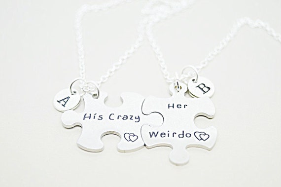His and Her Gift, Her and Her Necklace, Boyfriend Girlfriend, Couple Necklaces, His Crazy, Her Weirdo, Couple Gifts, Puzzle, Matching