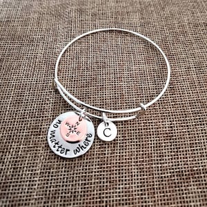 Long distance friendship bracelet, no matter where bangle, compass charm bracelet, bff bracelet, friendship bangles, friendship jewelry image 1