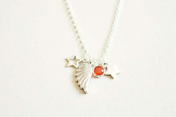 Wing Necklace, Angel Wing Necklace, Wing Jewelry, BFF Gift, Memorial Necklace, Best Friend Gift, Birthday Gift, Christmas Gift, Star, Loss