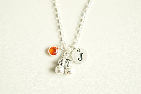 Cherry Necklace, Fruit Necklace, Cherry Gift, Cherry Jewelry, Food Necklace, Bff gift, Birthday, Best friend gift, Jewelry, Fruit gift. her