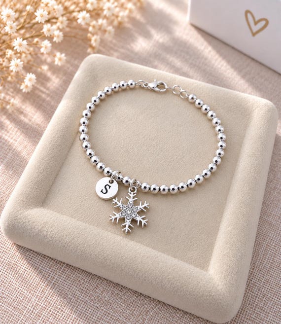 Secret santa gifts, Snowflake Bracelet, Snowflake gift, Christmas Bracelet, Snow flake bracelet, Girls snowflake bracelet, Snowflake jewelry
