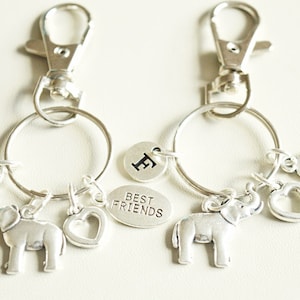 Freunde Schlüsselanhänger Set, Beste Freundin Geschenk, Beste Freundin Schlüsselringe, Freundschaftsgeschenke, Bff, Elefant Schlüsselanhänger, Elefant Schlüsselring