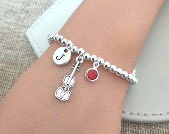Pulsera de violín, regalo de violín, joyería de violín, regalo para violinista, regalo de cumpleaños de violinista, brazalete de violín, violinista, regalo personalizado