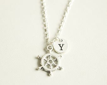 Ship Wheel Necklace, Nautical Necklace, Ocean Necklace, Ship Necklace, Best friend Gift, Handmade Gift, Friendship Charm, BFF, Sailor, Sea