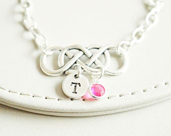 Silver Infinity Bracelet, Double Infinity Bracelet, Infinite Gift, Silver Double Infinity, Dainty Infinity Gift, Forever Bracelet, Initial