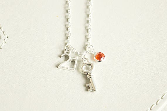 21st Birthday gift, 21st birthday necklace Jewelry, Birthday Charm necklace, 21st Bday, initial necklace, initial hand stamped, personalized