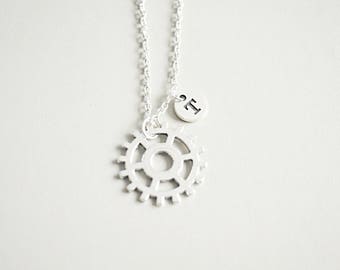 Collar Gear, Collar de dijes de engranajes, Regalo para novio, Regalo para mecánico, Regalo Steam Punk, Mecánico, Encanto de equipo, Regalo para ingeniero, Geek