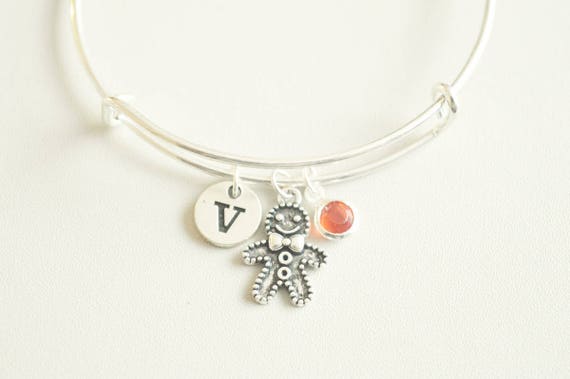 Gingerbread man, Gingerbread bracelet, Silver gingerbread charm, Christmas bracelet, Christmas pendant, Gingerbread woman, Kids Xmas gift