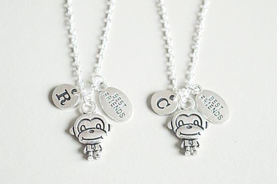 Best friends Necklaces, Necklaces for children, Kids fashion,Friends jewelry, bff necklaces, Monkey charm, Monkey necklace set, set of 2