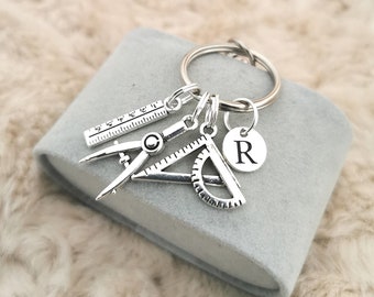 Architect Gift, Gift for Architect, Architect Keychain, Architect Keyring, Engineer, Science, Mathematics, Graduation, Technical Illustrator