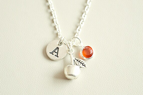 Apple Gift, Apple Jewelry, Apple Necklace, Silver Apple, Personalized Apple, Teacher Apple, Teacher Necklace, Teacher Gift, Tiny Apple,Girls