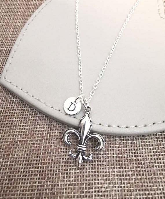 Fleur de Lis Gift, Fleur de Lis Necklace, Fleur de Lis Jewelry, Personalized, Fleur-de-lis jewelry, fleur, Fleur-de-Lis, Charm, Silver gift