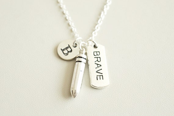 Brave Necklace, Personalized Gift for Son, Brave Gift, Brave Jewelry, Bullet, Army Mom, Brother, Birthday, Son, Brother, Motivation,Grandson