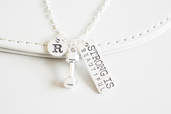 Gym Gifts, Gym Necklace, Strong is Beautiful Necklace, Strong is Beautiful, Gym Gifts for Her, Girlfriend Gift, Fitness, Gym Buddy, Trainer