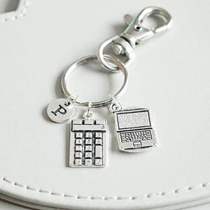 Gift for geek, Computer geek gift, Laptop Key chain, Laptop keyring, laptop keyring, it geek, Calculator, Accountant, Office, Technology image 4