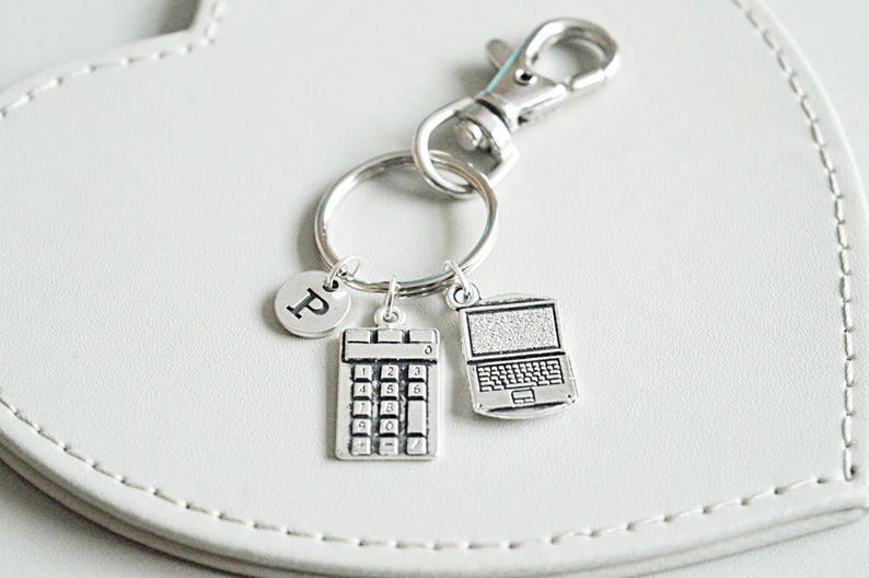 Gift for geek, Computer geek gift, Laptop Key chain, Laptop keyring, laptop keyring, it geek, Calculator, Accountant, Office, Technology image 4