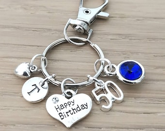 Regalo per il 50esimo compleanno delle donne, regalo per il 50esimo compleanno personalizzato, 50 regalo di compleanno per le donne, regalo per l'amico di 50 compleanno, Big 50, Portachiavi