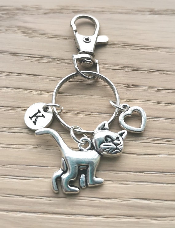 Cat keychain, Cat keyring, Cat gifts, Cat charm, Cat gifts for her, Cat gifts for her, Cat presents, Personalized cat, Cat charm gift,Kitten