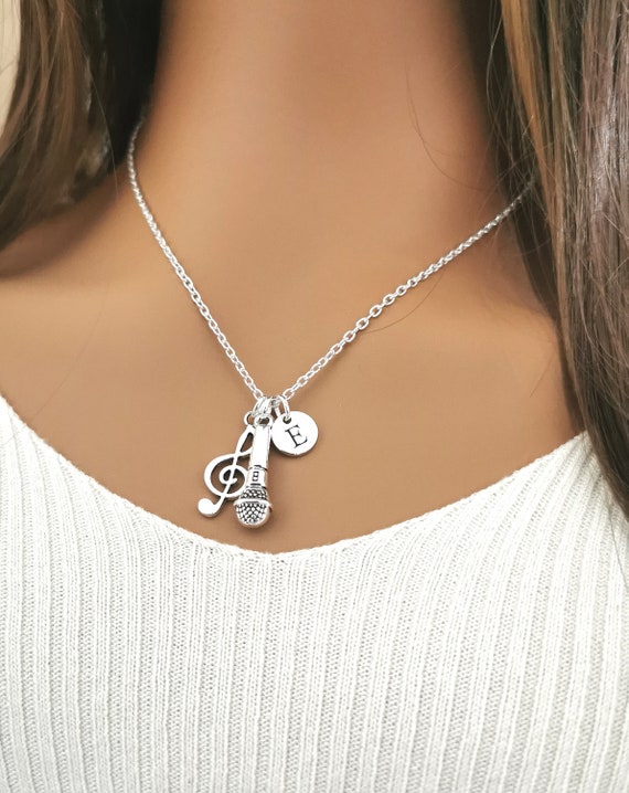 Music Necklace, Microphone Necklace, DJ Necklace, Microphone Gift, DJ Gift, Music Lover Gift, Gifts for Singers, DJ Jewelry, Microphone