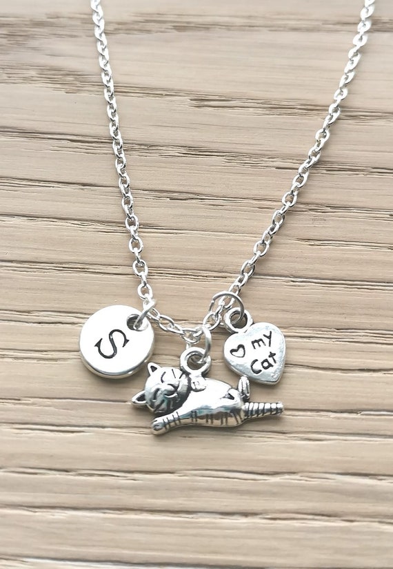 Cat Necklace, Cat Necklace Silver, Cat Jewelry, Cat harm gift, Pet necklace, I love my cat, Kitty cat, ,Pet Loss Gift, Petloss Necklace