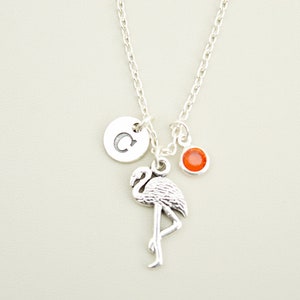 Flamingo Necklace, Flamingo Gift, Personalized Animal Gifts, Pink Flamingo, Flamingo Charm, Silver Bird , Bird Pendant, Bird Jewelry image 5