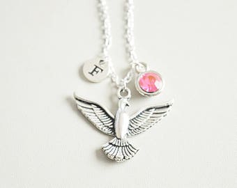 Taube Halskette, Taube Schmuck, Vogel Halskette für Freund, Vogel Halskette, handgestempelt Geschenk, Tier, Freiheit, Vogel Charm, Fliegender Vogel, Liebe Vogel