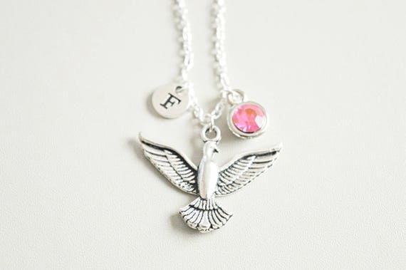 Dove Necklace,Dove Jewelry, Bird Necklace for friend, Bird Necklace, hand stamped gift, Animal, Freedom, Bird Charm, Flying Bird, Love bird