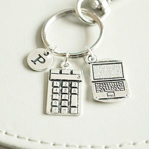 Gift for geek, Computer geek gift, Laptop Key chain, Laptop keyring, laptop keyring, it geek, Calculator, Accountant, Office, Technology image 3