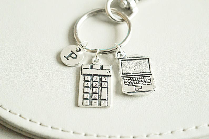 Gift for geek, Computer geek gift, Laptop Key chain, Laptop keyring, laptop keyring, it geek, Calculator, Accountant, Office, Technology zdjęcie 3