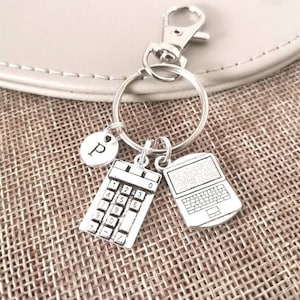 Gift for geek, Computer geek gift, Laptop Key chain, Laptop keyring, laptop keyring, it geek, Calculator, Accountant, Office, Technology zdjęcie 1