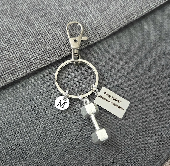 Gym Gift, Gym Key chain, boyfriend  gift, gift for him, message quote Key Chain, Dumbbell Key Ring, Bodybuilding Gifts, Gym Keyring, fitness