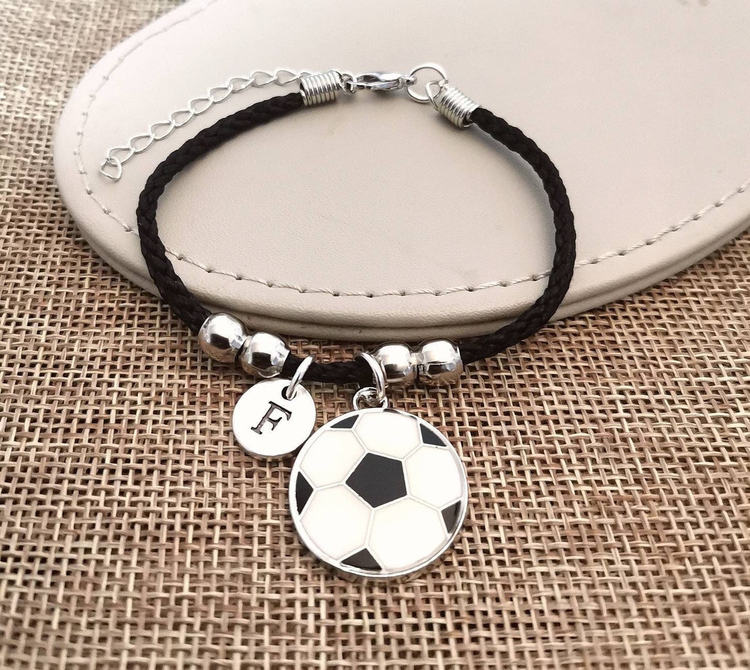Pulsera De Fútbol Con Colgante De Inicial - Regalo Para Niños, Hermano, Hijo