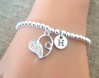 Pulsera inicial de dama de honor, pulsera de dama de honor inicial, regalo de pulsera de dama de honor, conjunto de pulseras de dama de honor, regalo para dama de honor de la novia