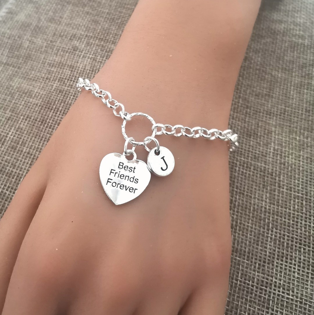 Guoguonb 2 pezzi braccialetto personalizzato con bussola ciondolo Best Friends Forever lega regolabile corda BFF gioielli regalo per migliori amici regalo di laurea, Metallo