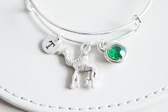 Camel Bracelet, Silver Camel Charm, Camel Jewelry, Camel Bangle, Animal bracelet,Trendy bracelets, Trendy Gifts, Expandable Bangle, Initials