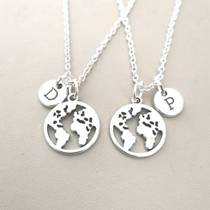 2 Beste Freunde Halskette, Weltkarte Halsketten, BFF Halskette für 2, Globus Halskette Set, Freundschaft Halskette für 2, Beste Freunde Halskette