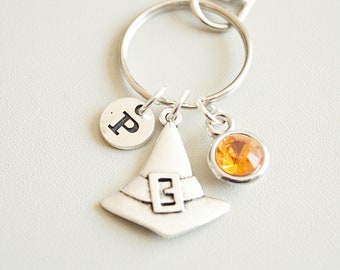 Witch gift, Witch keychain, Witch hat heyring, Halloween gifts, Gifts for Witch,  Halloween Keychain, Halloween Key ring, Hat charm,Birthday