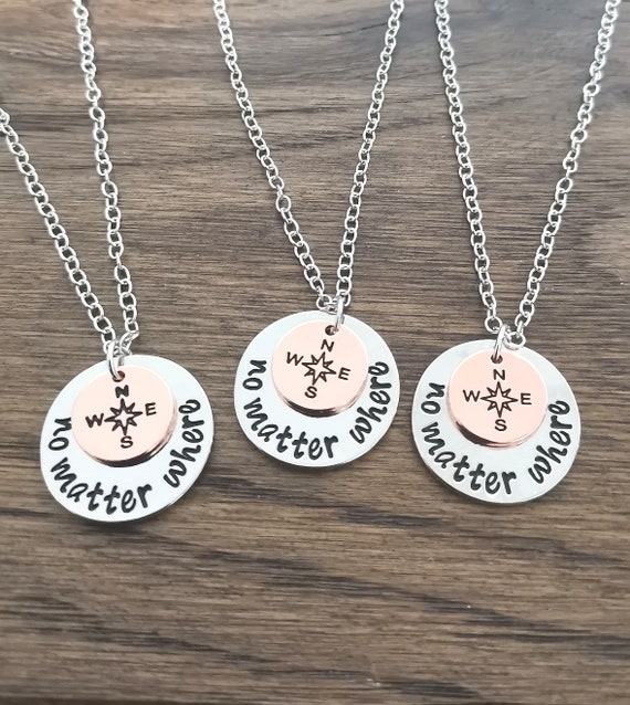 Compass Necklace Pendant Compass Charm No Matter Where Bff