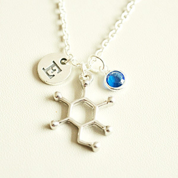 Glucose Necklace, Glucose Jewelry, Diabetic, Chemistry Jewelry, Molecule, Sugar, Molecule Charm, Glucose Themed Gift, Science Gift, Diabetes