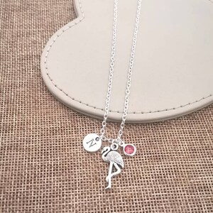 Flamingo Necklace, Flamingo Gift, Personalized Animal Gifts, Pink Flamingo, Flamingo Charm, Silver Bird , Bird Pendant, Bird Jewelry image 3