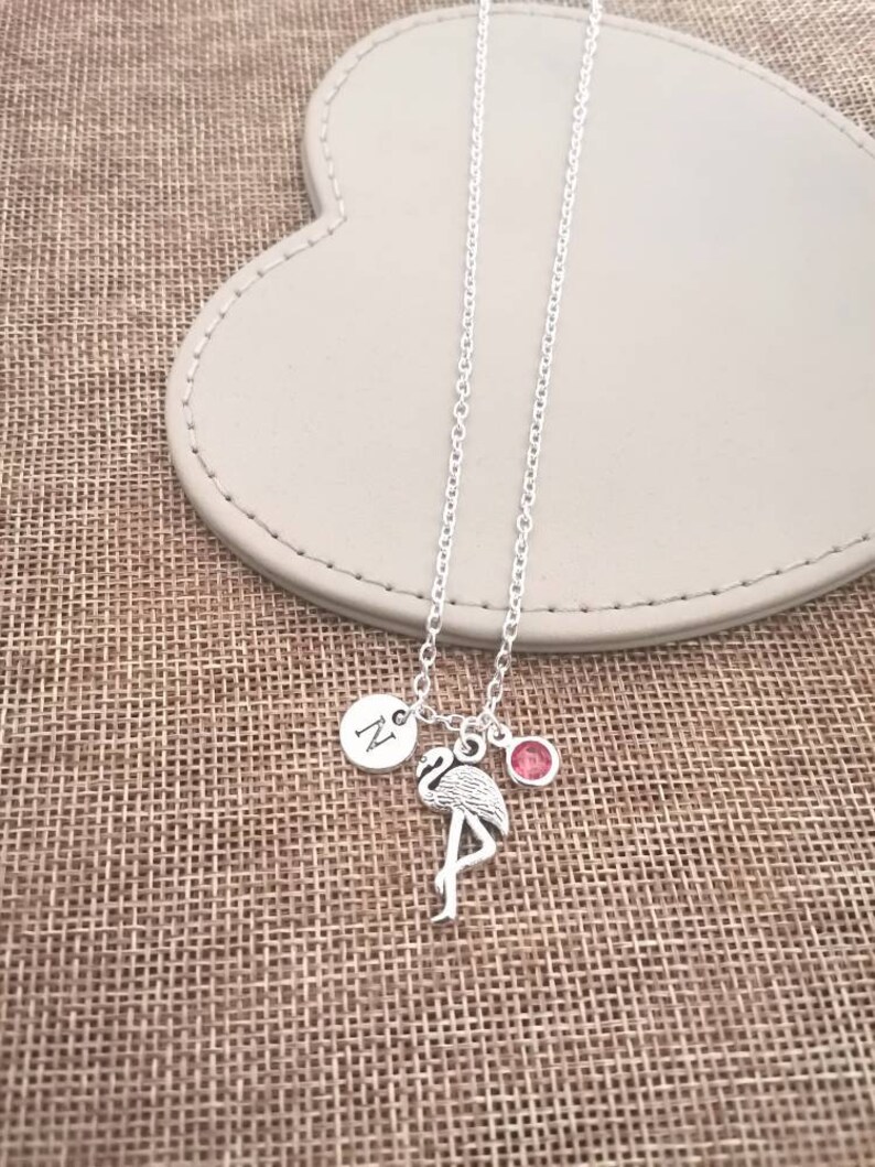 Flamingo Necklace, Flamingo Gift, Personalized Animal Gifts, Pink Flamingo, Flamingo Charm, Silver Bird , Bird Pendant, Bird Jewelry image 3