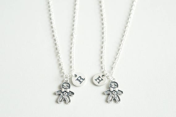Christmas gift school friends, kids christmas gifts, Gingerbread man necklace, Set of 2 necklaces, BFF necklaces, friends necklace, Best