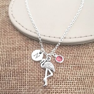 Flamingo Necklace, Flamingo Gift, Personalized Animal Gifts, Pink Flamingo, Flamingo Charm, Silver Bird , Bird Pendant, Bird Jewelry image 2