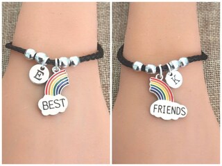 MANVEN Bracciale Dell'Amicizia Con Nodo Cuore In Acciaio Inossidabile - Regalo Per Migliore Amica, Mamma O Sorella (Regolabile 4-9")